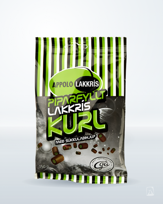 Pepper-Filled Licorice Pieces Appolo Kurl 150g by Góa, Icelandic liquorice