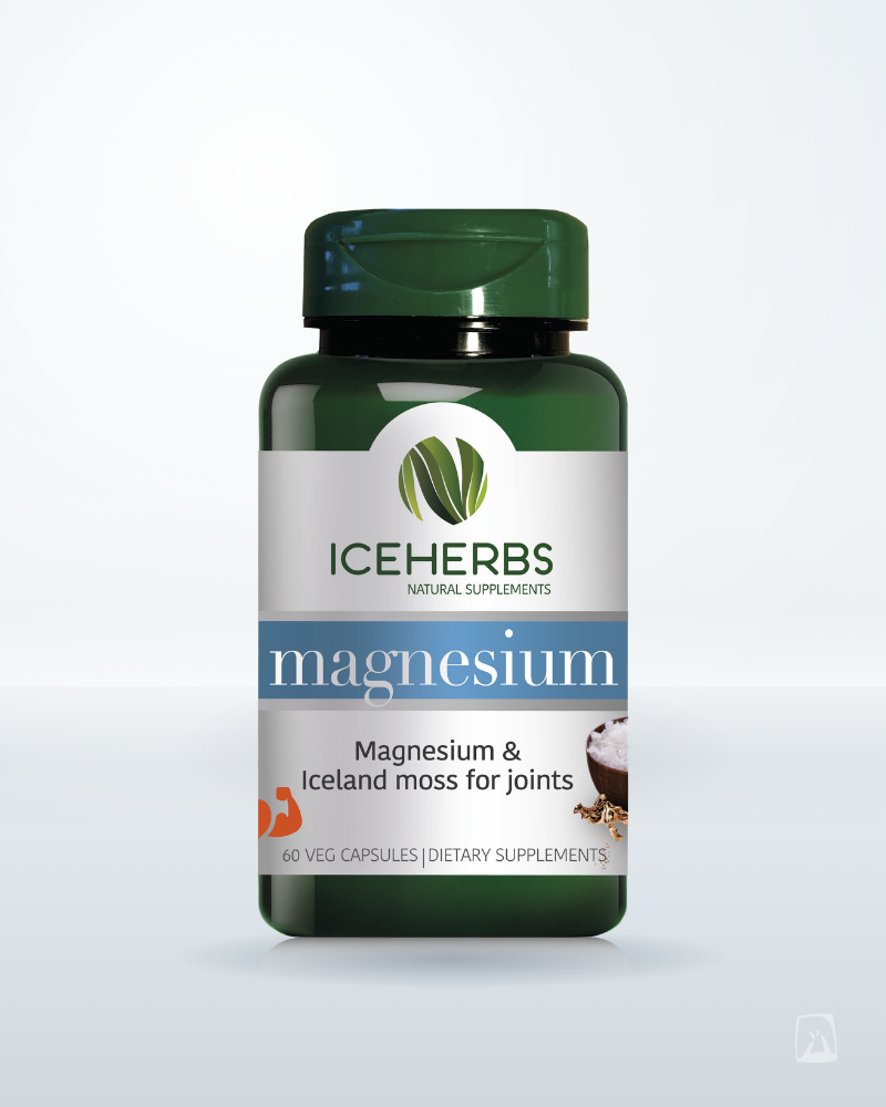 Magnesium + Iceland Moss Capsules Iceherbs 60 ct, Icelandic supplement