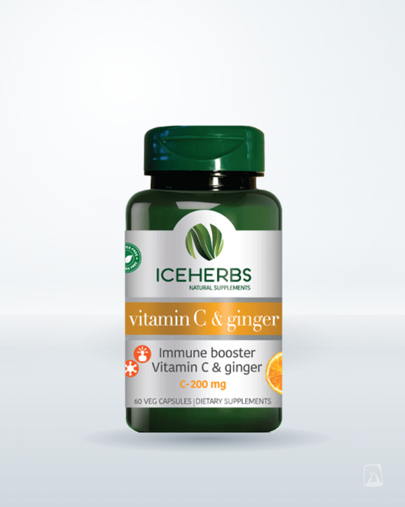 Vitamin C + Ginger Capsules Iceherbs 60 ct, Icelandic supplement