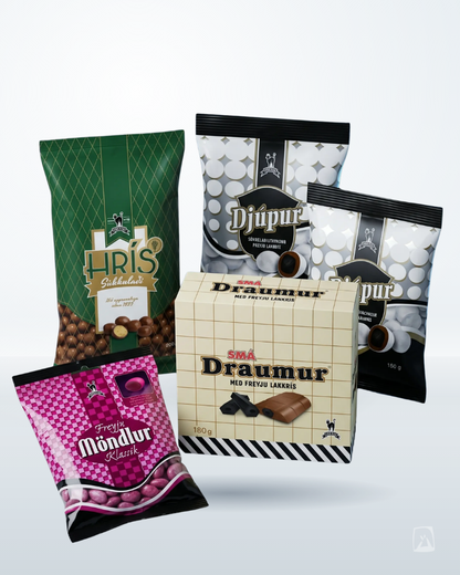 Freyja Candy Bundle 5 Bags, 4 Icelandic Classics, Icelandic gift bundle