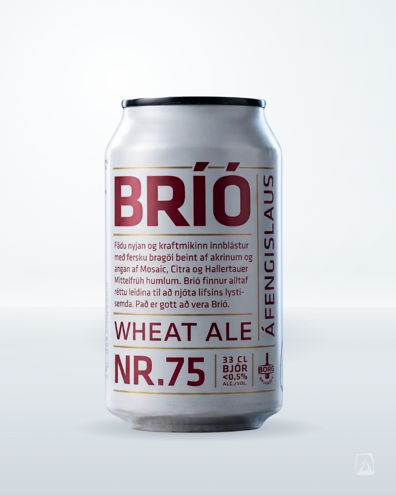 Bríó Nr. 75 Non-Alcoholic Wheat Ale Borg Brugghús 330ml, Icelandic soft drink