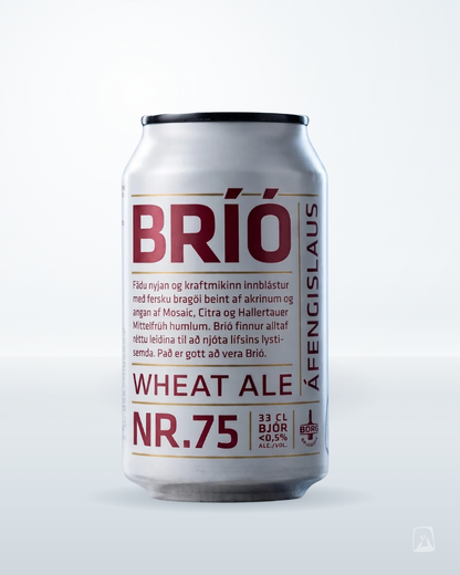 Bríó Nr. 75 Non-Alcoholic Wheat Ale Borg Brugghús 330ml, Icelandic soft drink