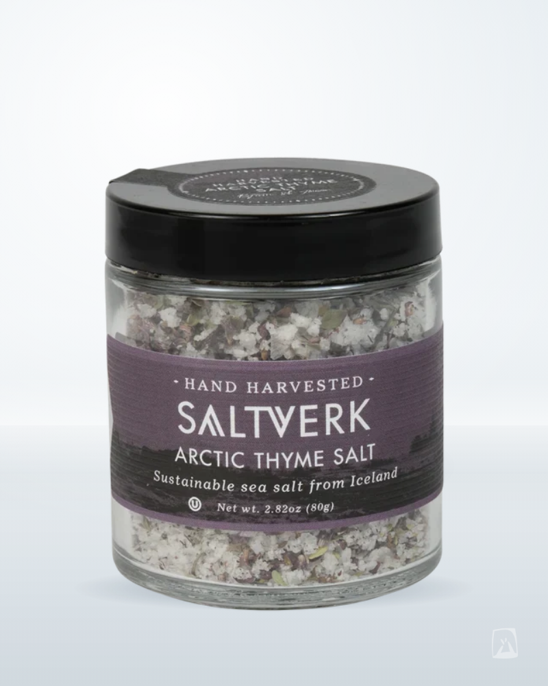 Arctic Thyme Salt Saltverk Icelandic Sea Salt with Wild Thyme 90g, Icelandic pantry staple