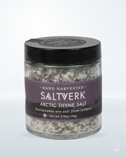 Arctic Thyme Salt Saltverk Icelandic Sea Salt with Wild Thyme 90g, Icelandic pantry staple