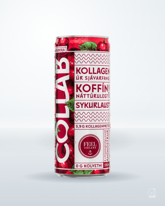 Collab Drink Cherry 330ml can, Icelandic sugar-free caffeine drink