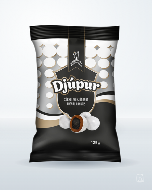 Djúpur Licorice Pearls Freyja 150g, Icelandic chocolate