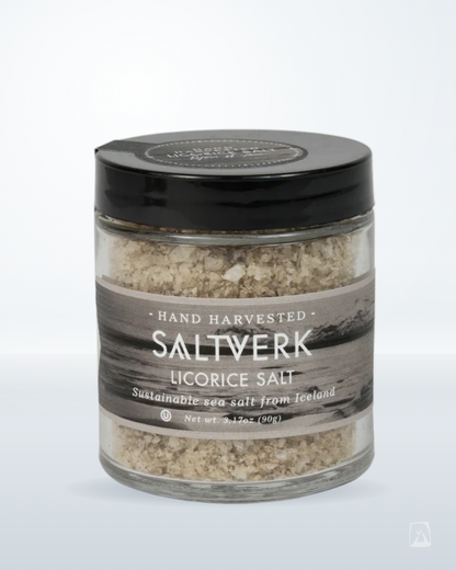 Licorice Salt Saltverk Icelandic Sea Salt with Licorice 90g, Icelandic pantry staple