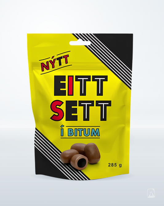 Eitt Sett Chocolate Licorice Bites Nói Síríus 285g by Nói Siríus, Icelandic liquorice