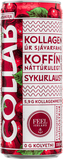 Collab Drink Cherry 330ml can, Icelandic sugar-free caffeine drink, additional product photo