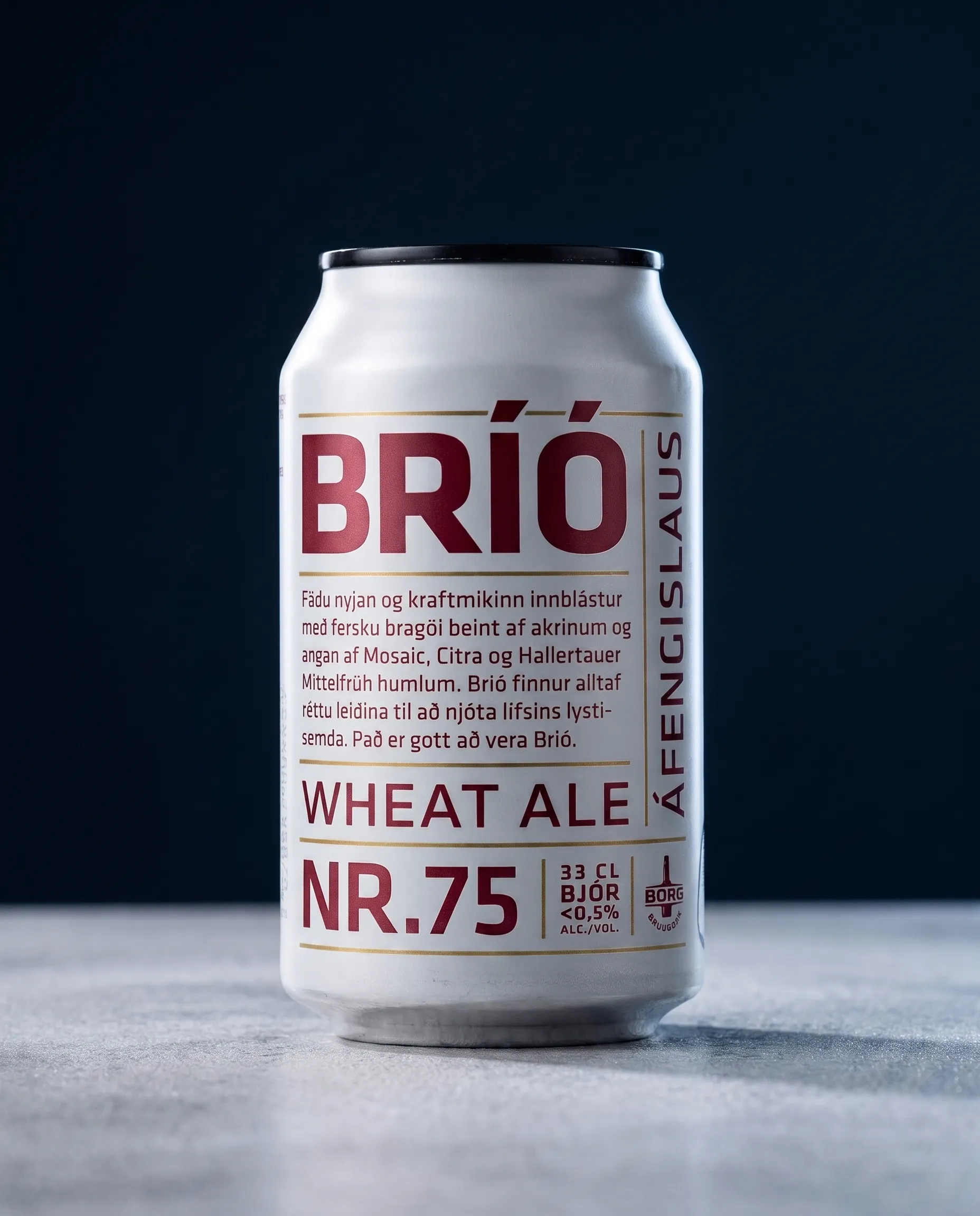 Bríó Nr. 75 Non-Alcoholic Wheat Ale Borg Brugghús 330ml, Icelandic soft drink, additional product photo