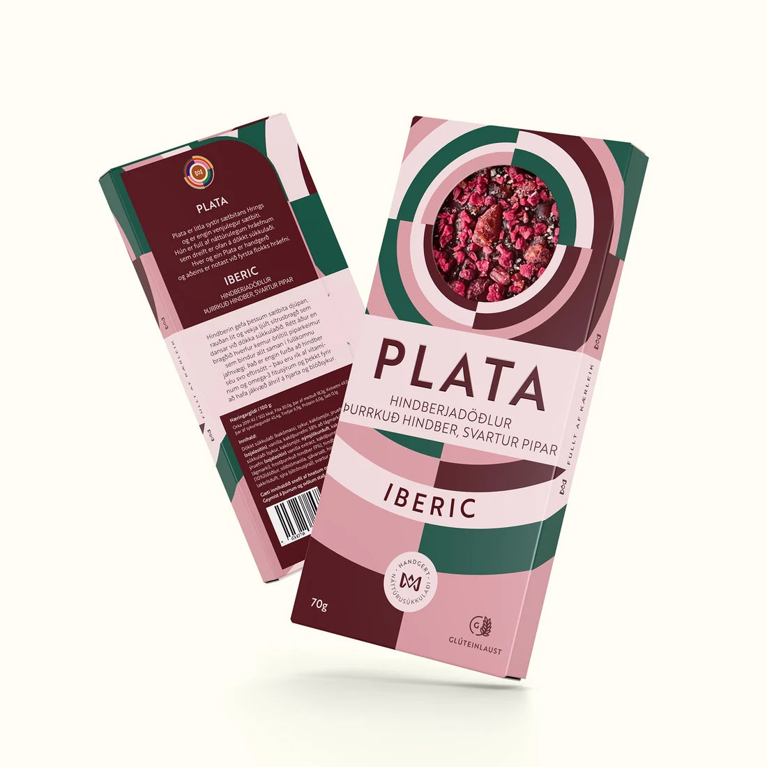 PLATA Iberic Chocolate Raspberry Dates & Black Pepper, CIRCOLO 70g, Icelandic chocolate