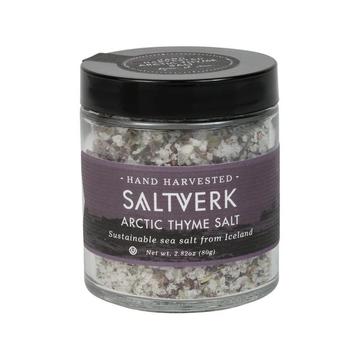 Arctic Thyme Salt Saltverk Icelandic Sea Salt with Wild Thyme 90g, Icelandic pantry staple