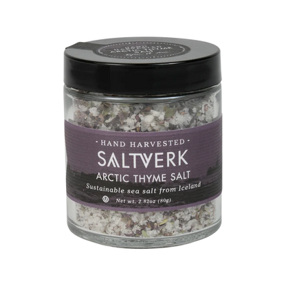 Arctic Thyme Salt Saltverk Icelandic Sea Salt with Wild Thyme 90g, Icelandic pantry staple
