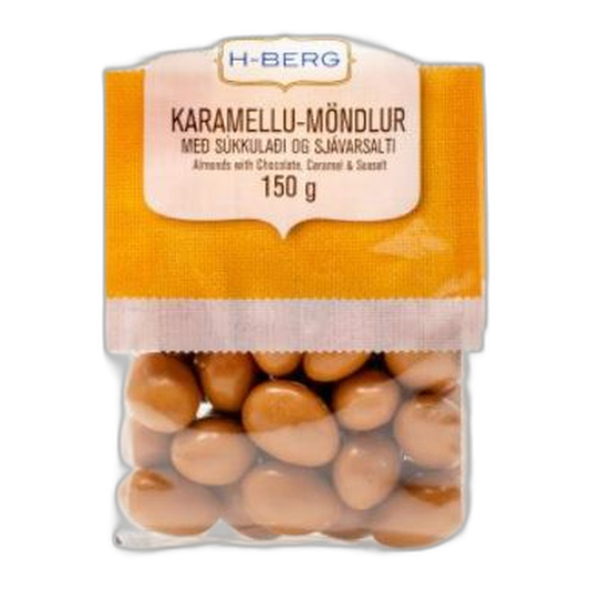 H-BERG Caramel Covered Chocolate Almonds With Sea Salt.